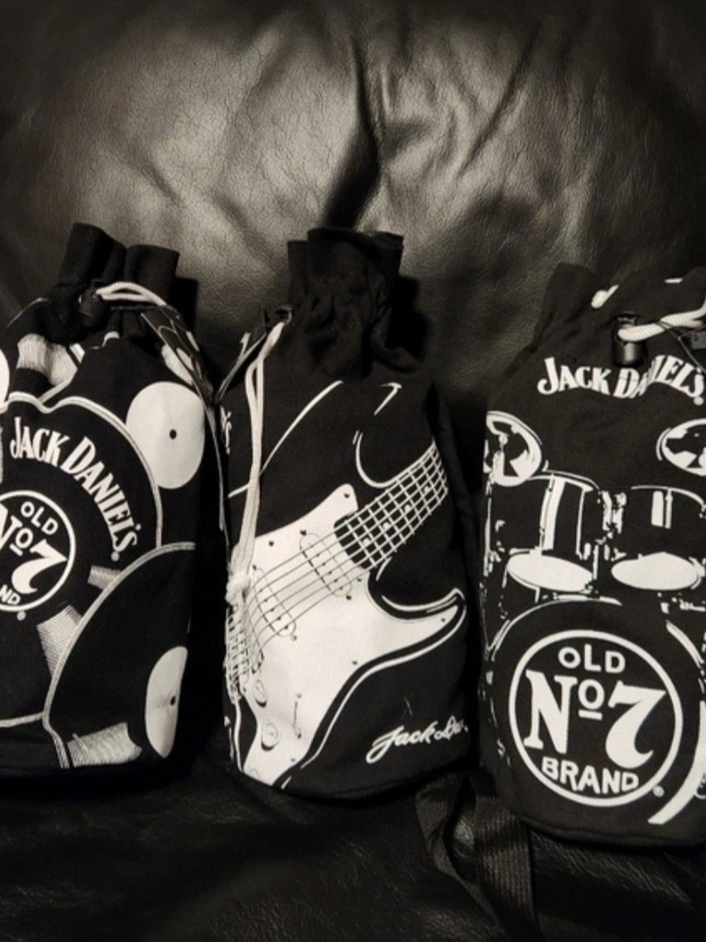 Jack Daniel's Limited Edition Series Rock N Roll Canvas Drawstring Bag Set Of 3